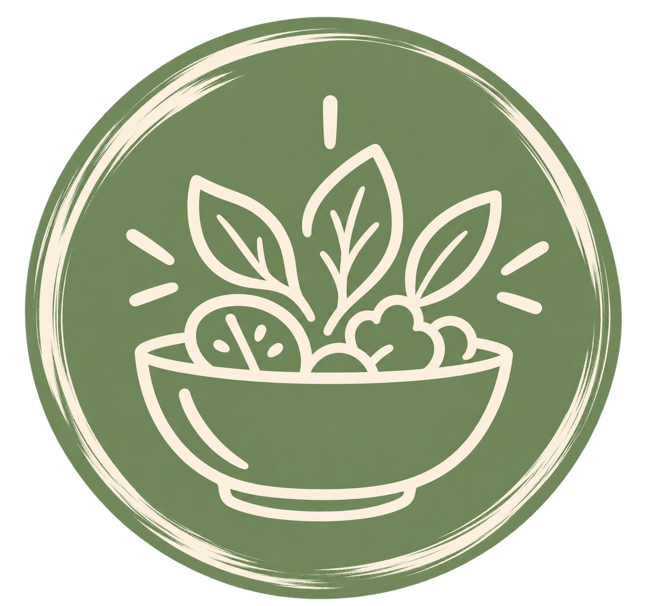 Symbol einer Schüssel mit frischem Gemüse und Kräutern.