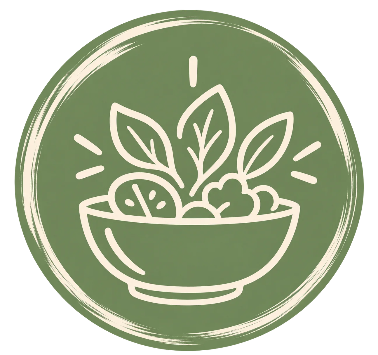 Symbol einer Schüssel mit frischem Gemüse und Kräutern.